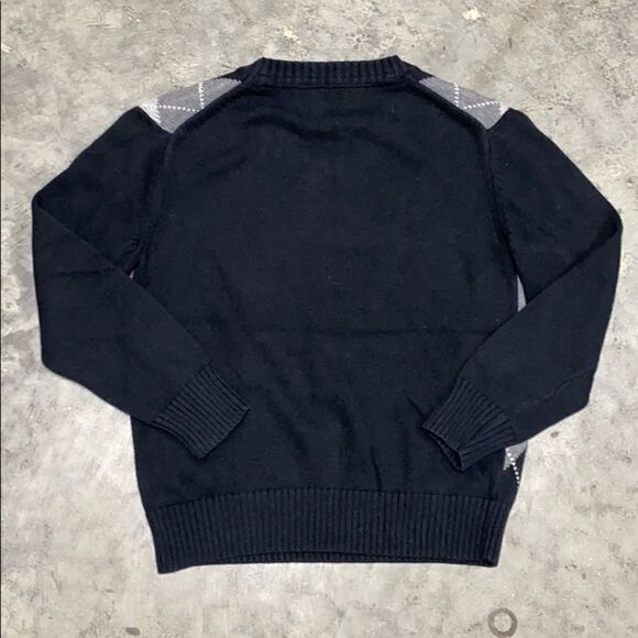 GapKids Black/Gray Argyle V-Neck Sweater Small - Picture 6 of 6